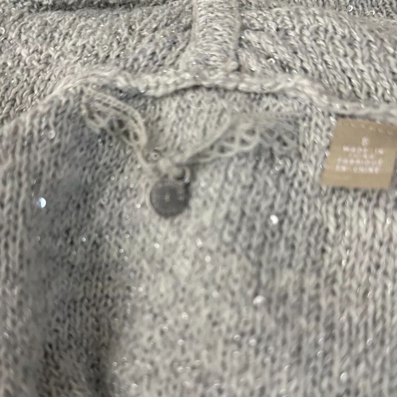 Anthropologie Knitted & Knotted Sweater Women Small Gray Open Knit Shimmmer Boho - Picture 7 of 10